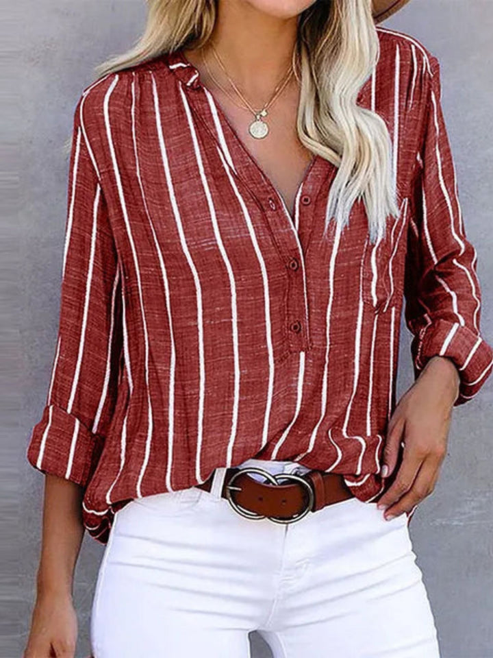 Blouse Women’s Striped Summer Shirt For Work Casual Wear