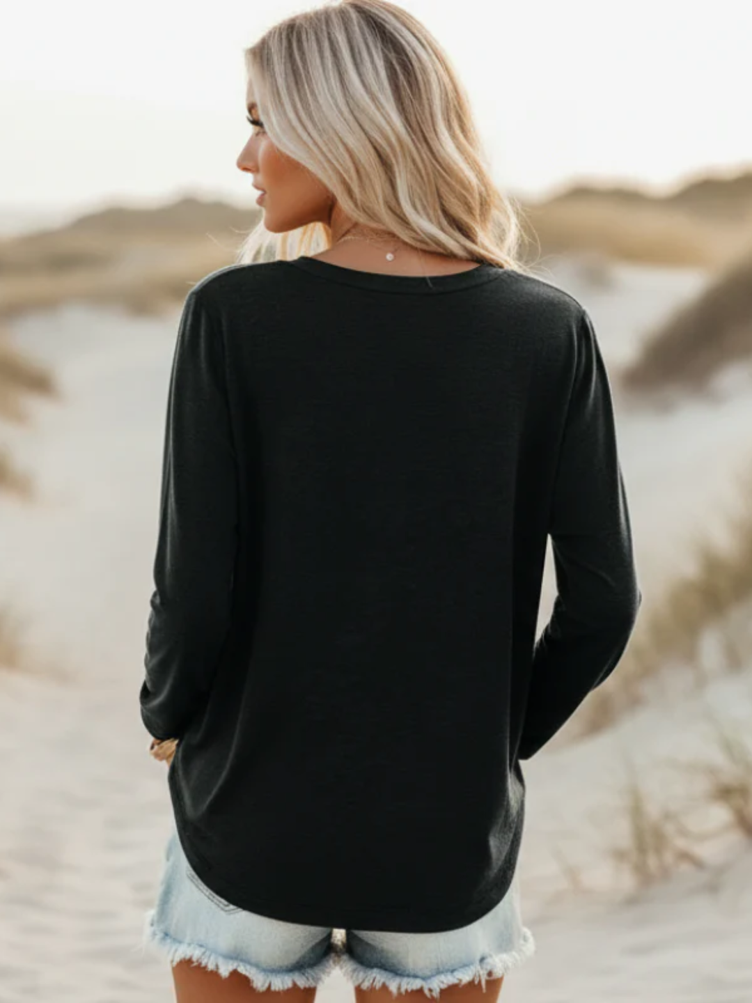 Womens Casual Long Sleeve Shirt Loose Spring Summer Everyday Wear