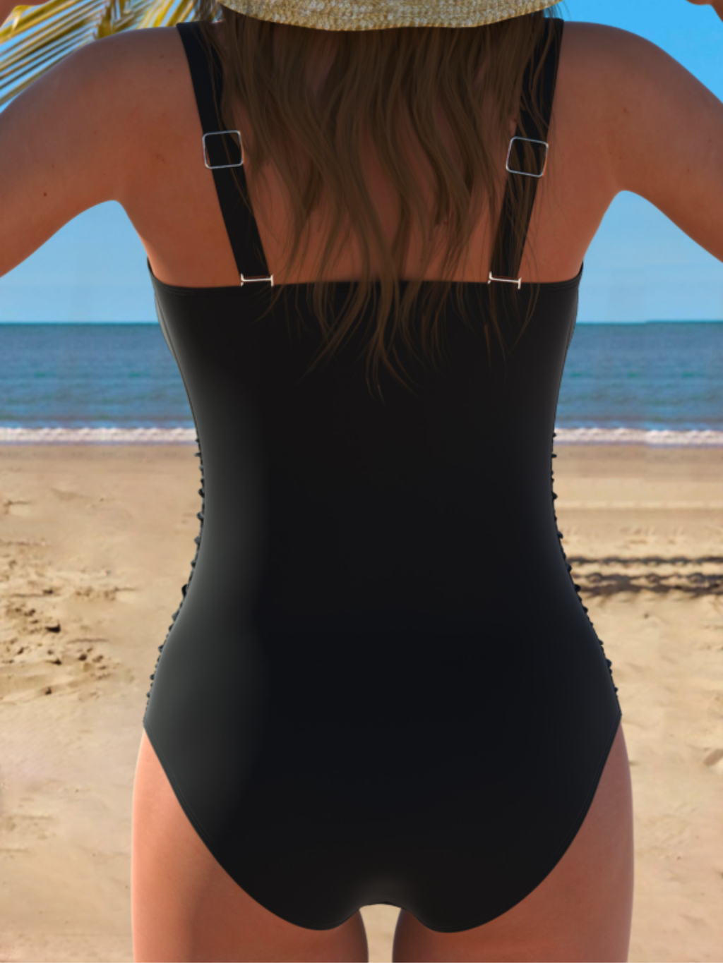 Women’s Black One Piece Swimsuit Tummy Control Tribal Print Swimwear