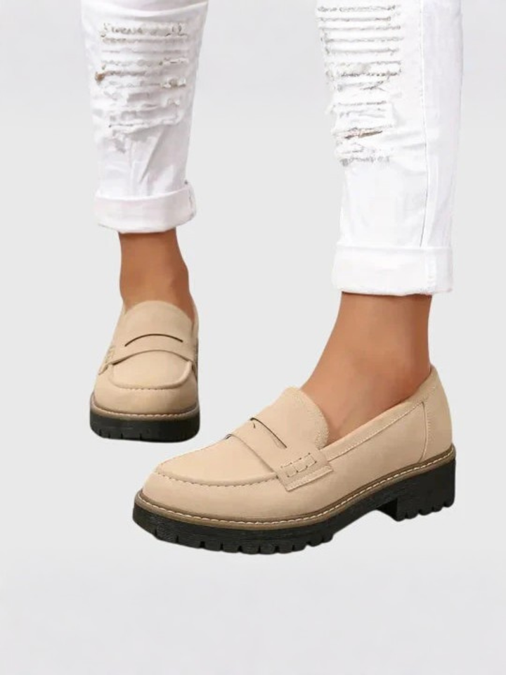 Women’s Comfortable Leather Loafers Slip-On Work Shoes