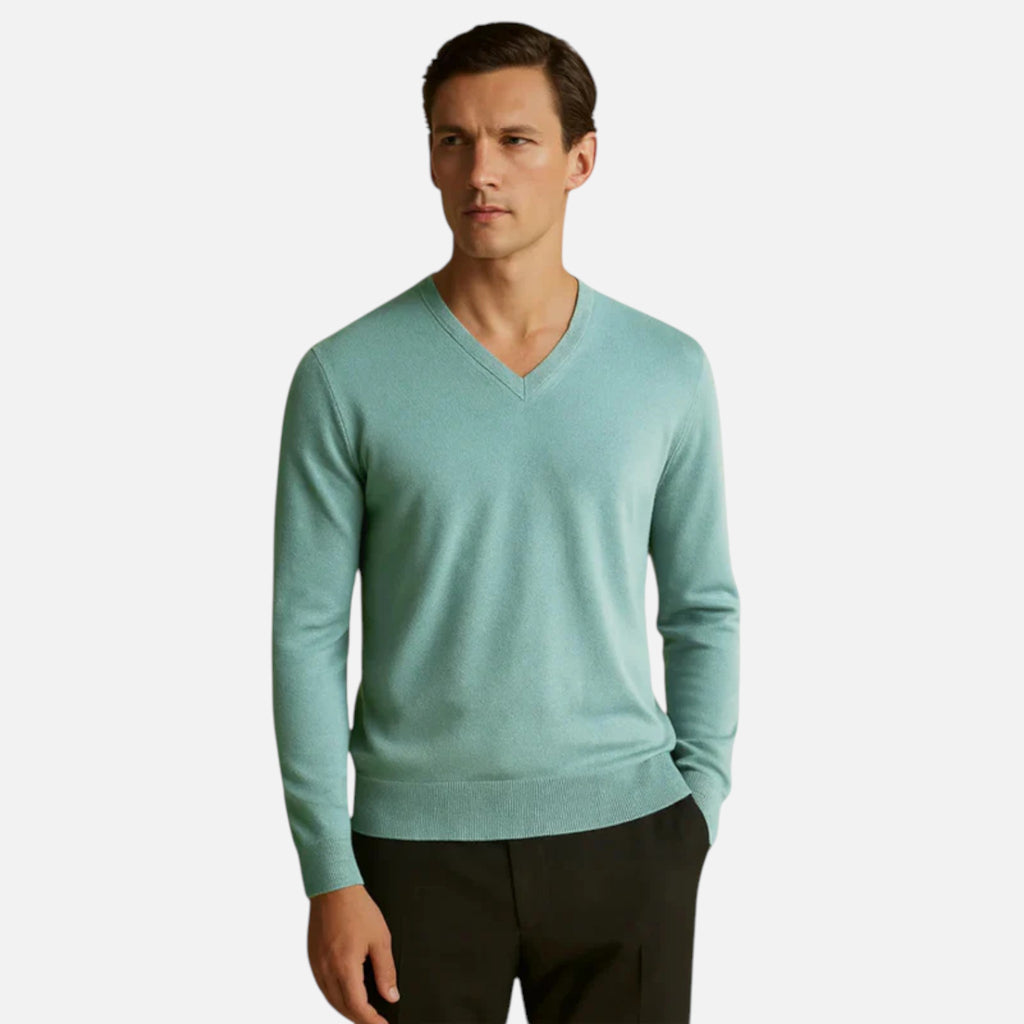 Aurevien | Men’s Classic V-Neck Jumper – Riviera Elegance