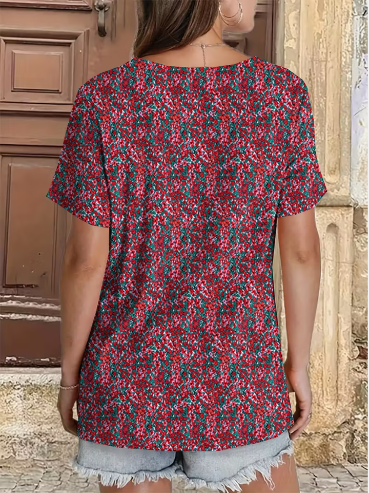 T-shirt damski plus size z kwiatowym nadrukiem, casualowy letni top