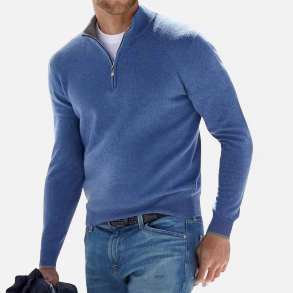Aurevien | Men’s Fine Knit Half-Zip Jumper – Oxford Classic