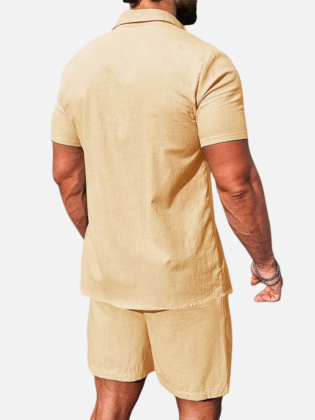Men’s Summer Beach Outfit Shirt and Shorts Set Lightweight Quick Dry