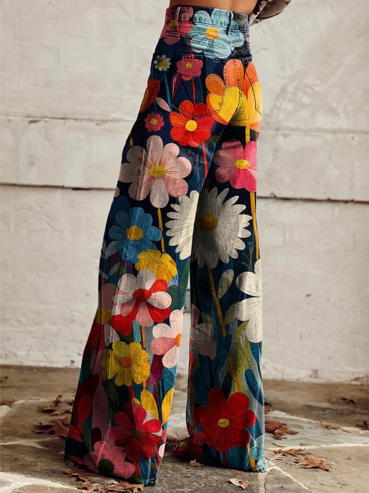 Women's floral wide leg pants comfortable everyday wear
