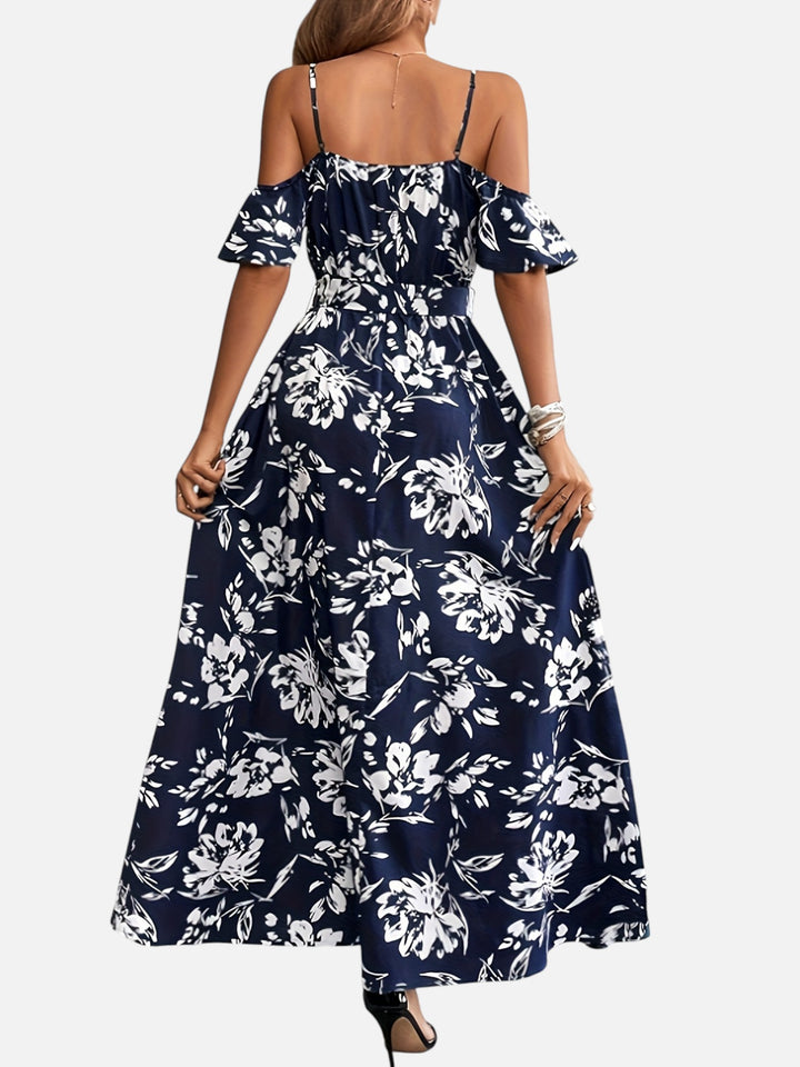 Women’s Summer Floral Maxi Dress A-Line Slit Casual Elegant