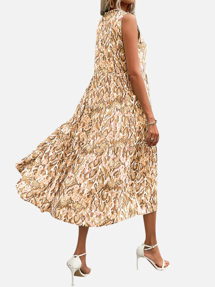 women's boho maxi dress sleeveless summer vacation outfit printed