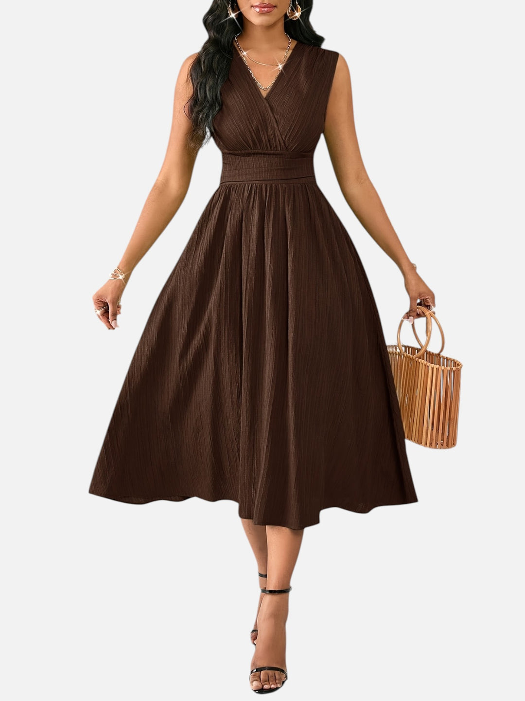 Midi Dress Women Sleeveless Summer Casual Vacation Outfit
