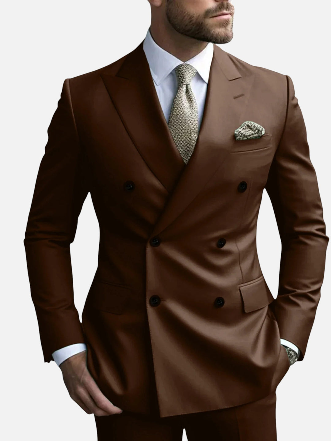 Men’s Double Breasted Suit for Wedding Tailored Fit Formal