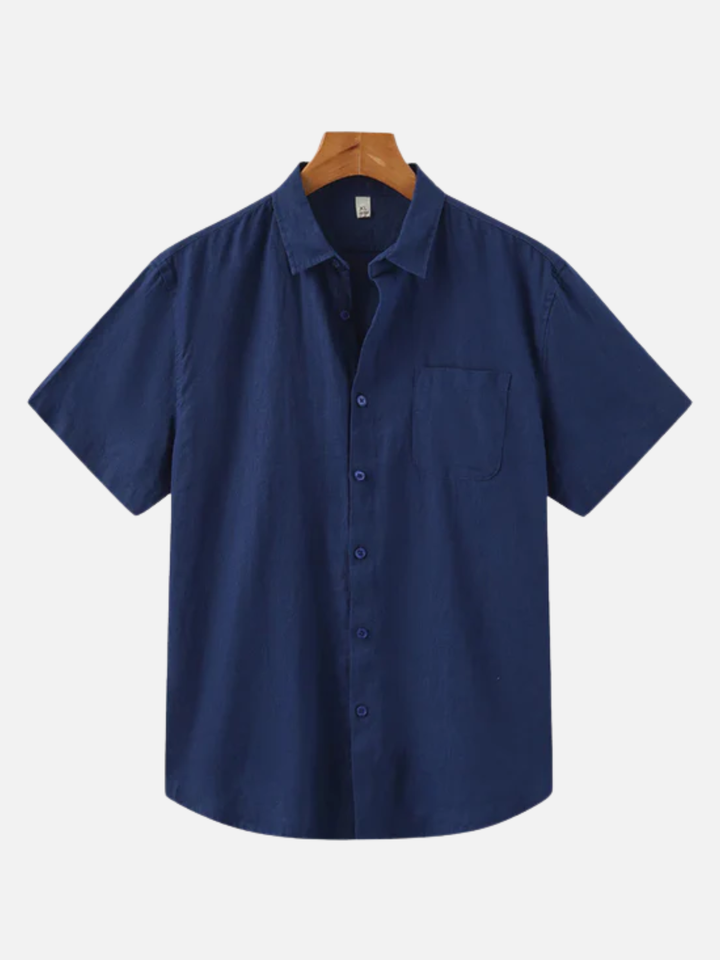 Men's Linen Short Sleeve Shirt for Summer Lightweight Breathable