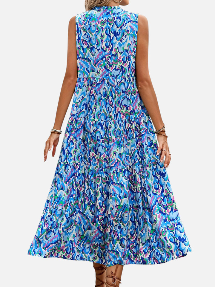 women's boho maxi dress sleeveless summer vacation outfit printed