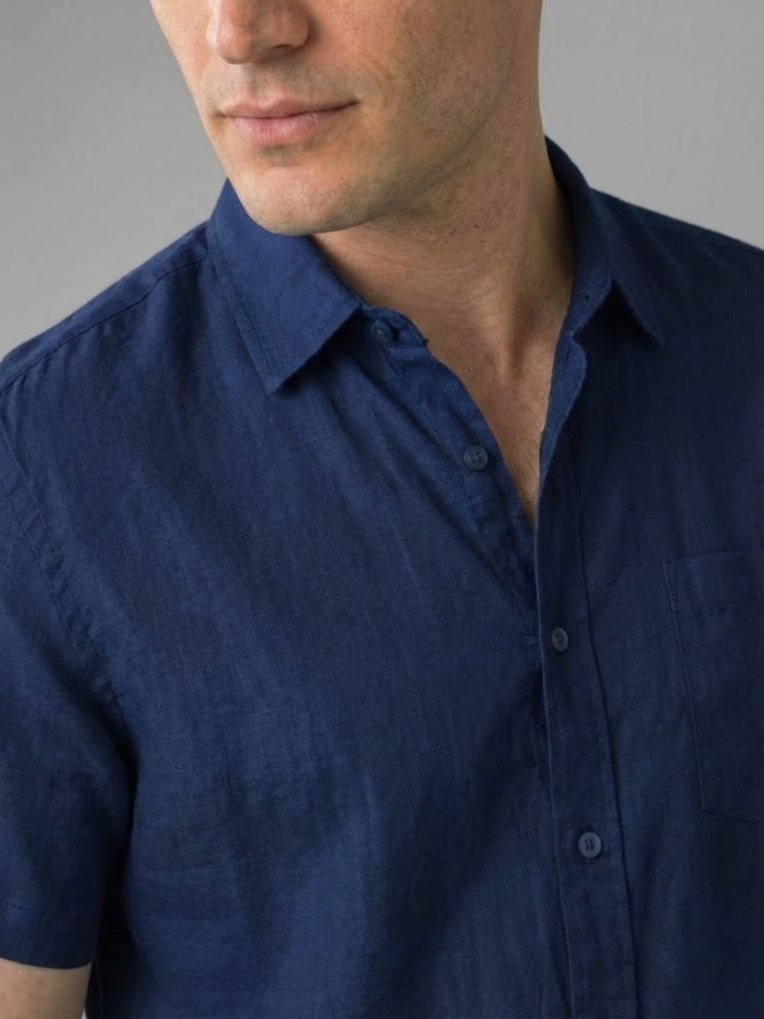 Men's Linen Short Sleeve Shirt for Summer Lightweight Breathable