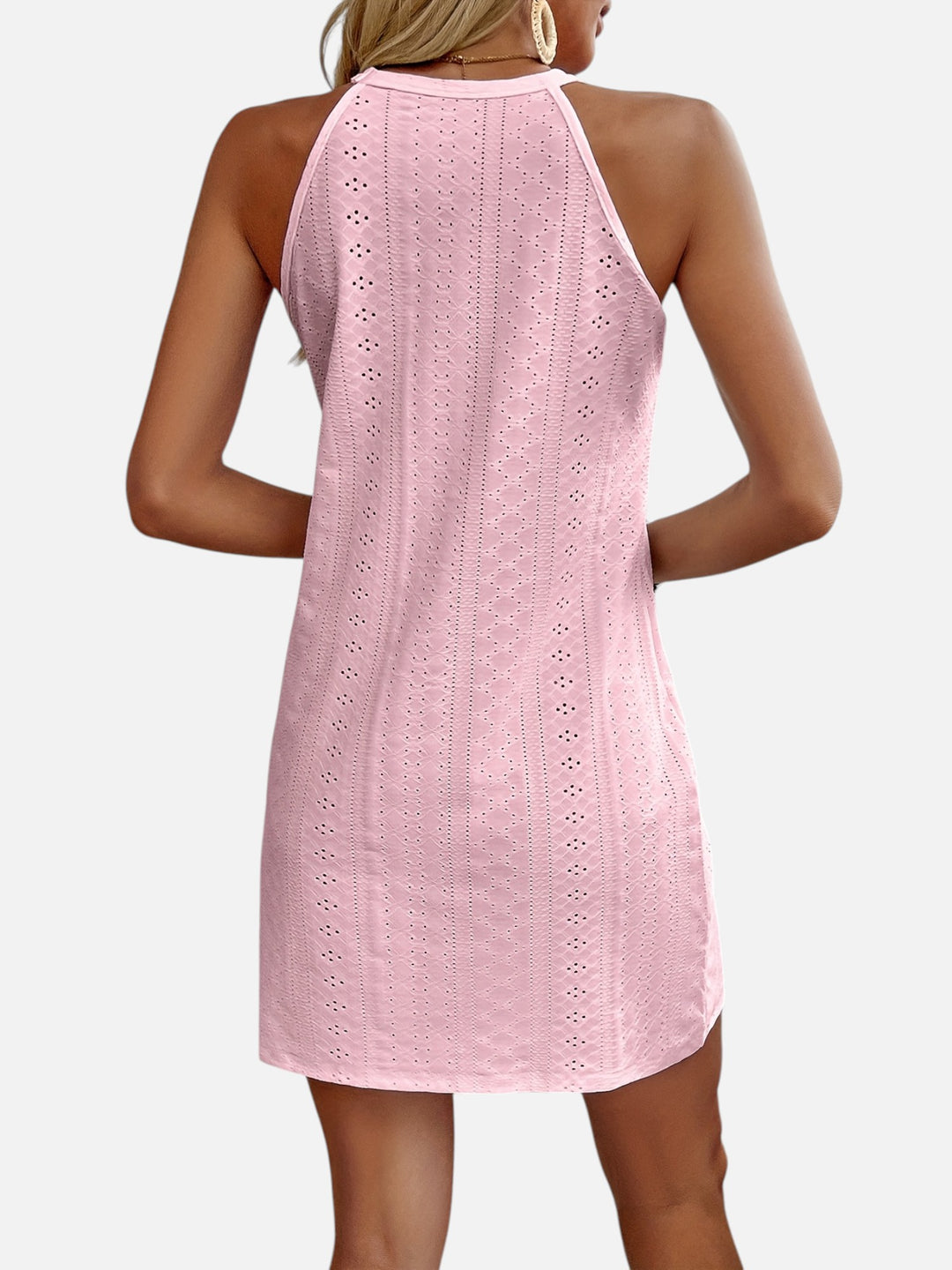 Women’s Elegant Floral Jacquard Mini Dress Cut-Out Outfit