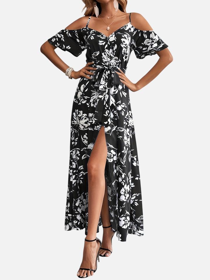 Women’s Summer Floral Maxi Dress A-Line Slit Casual Elegant