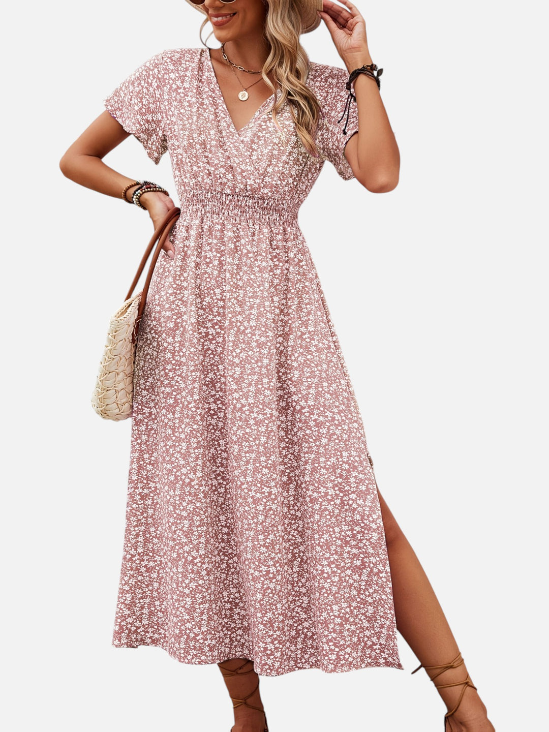 Women's Floral Maxi Dress for Summer Elegant High Slit Outfit