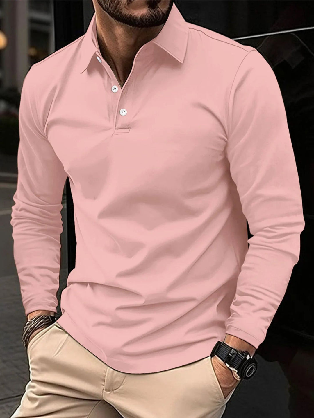Men Long Sleeve Polo Shirt Versatile Work to Weekend Wear