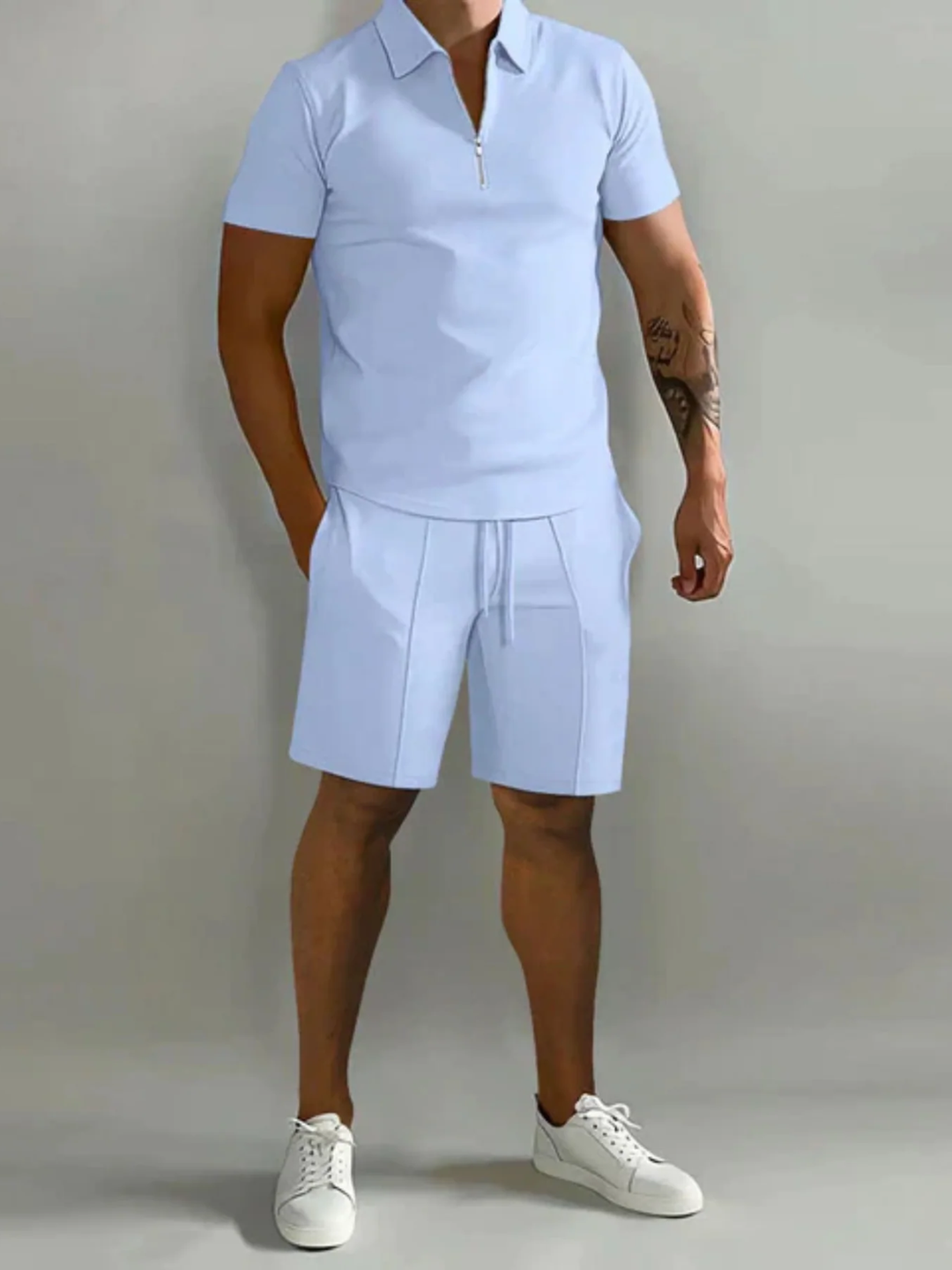 Men’s Summer Polo and Shorts Set Lightweight Breathable Outfit