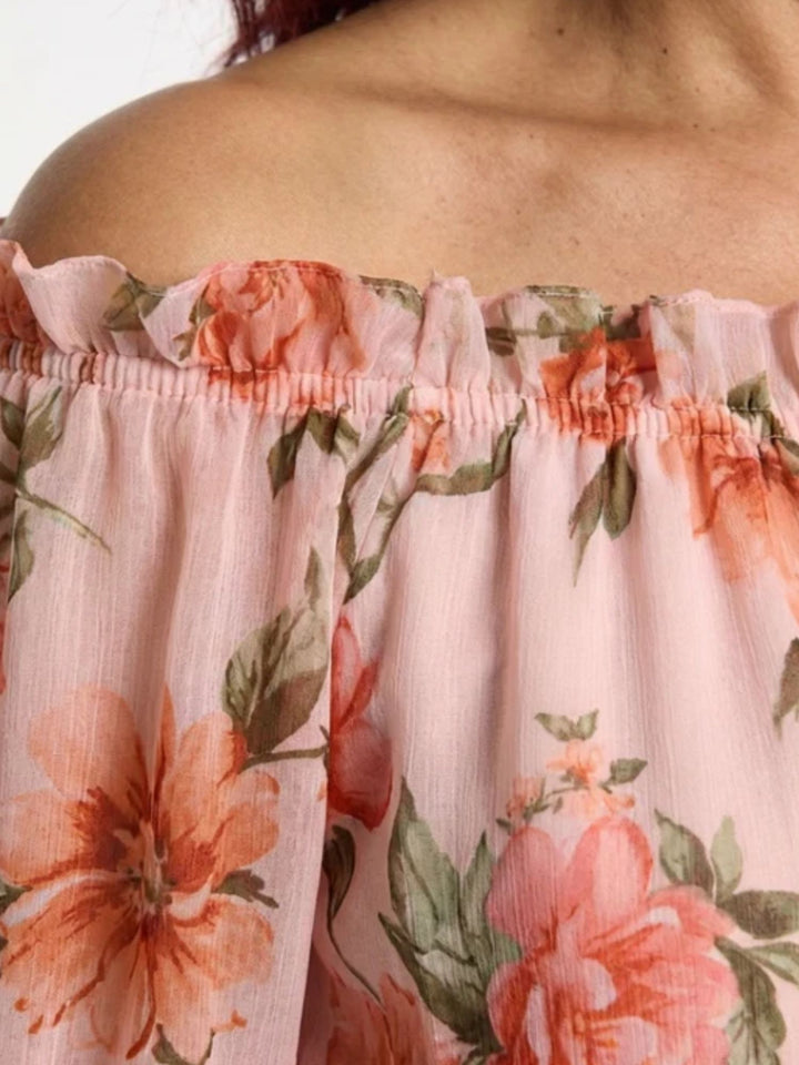 Women’s Summer Maxi Dress Airy Floral Off Shoulder Vacation Wear