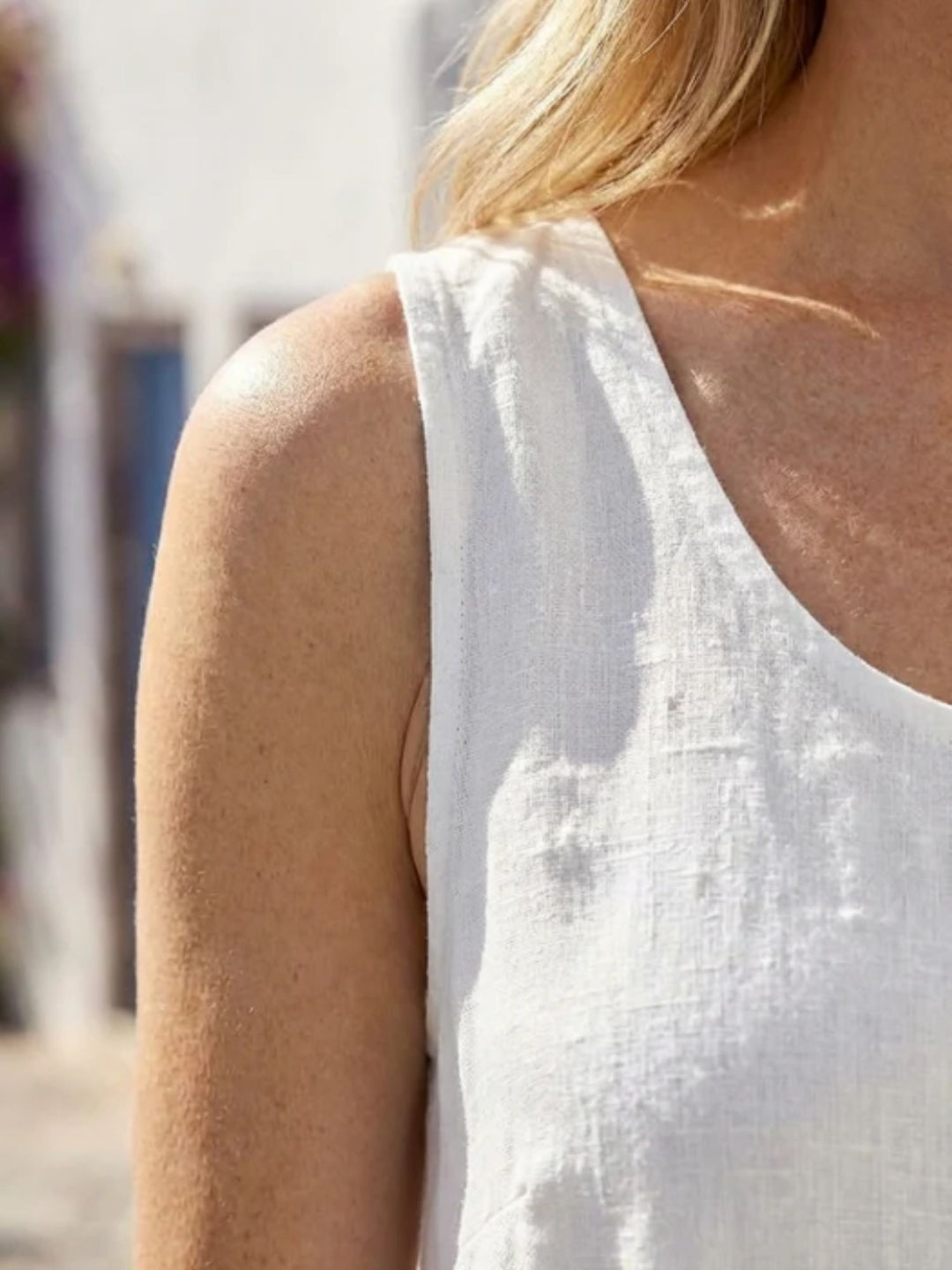 Women sleeveless midi dress comfortable summer outfit