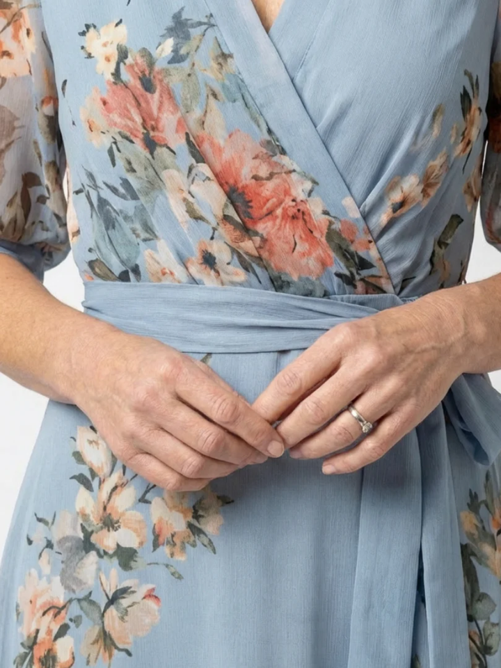 Women’s Floral Wrap Maxi Dress for Summer Events and Parties