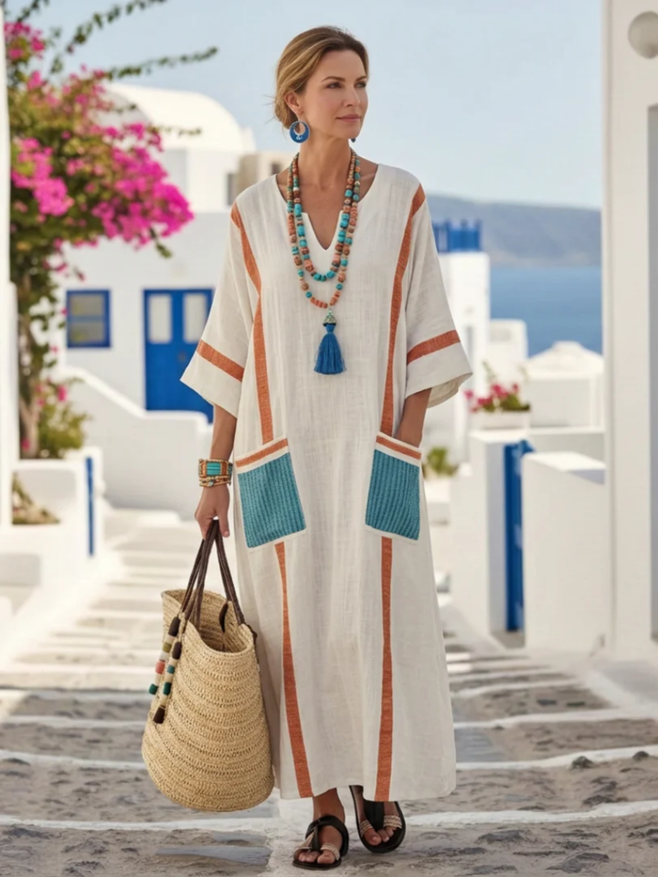 Women’s V-Neck Maxi Dress with Pockets Casual Everyday Outfi