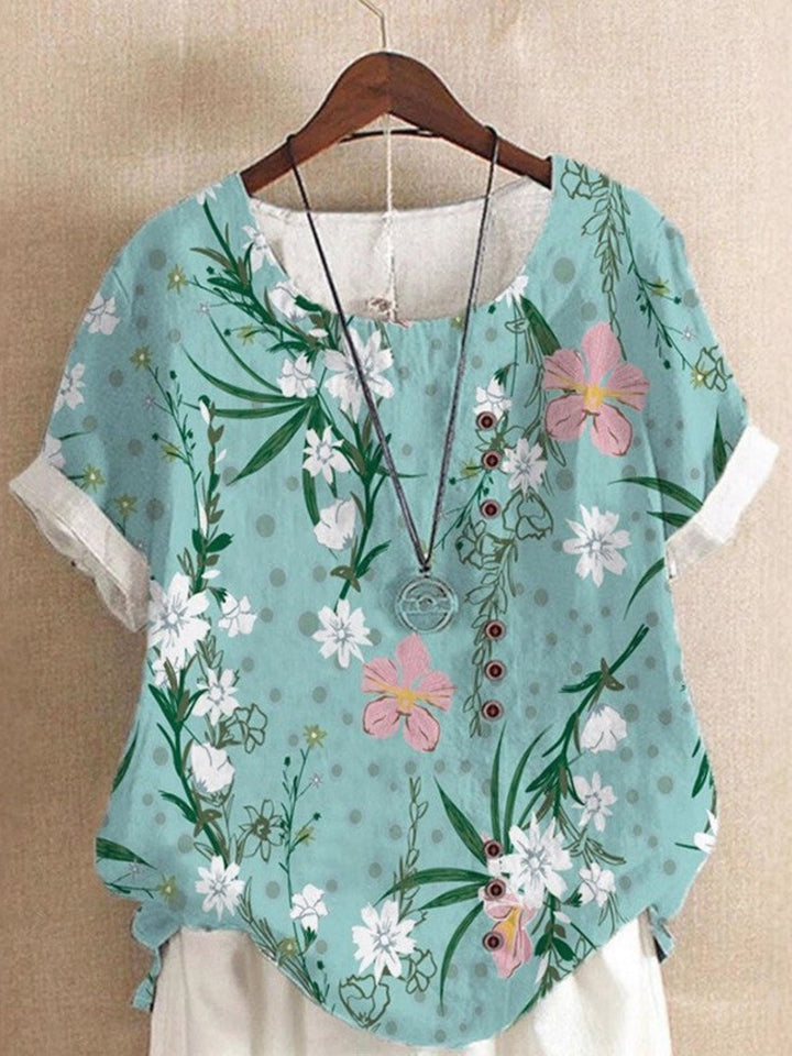 Blouse Women Lightweight Leaf Print Top for Travel and Leisure