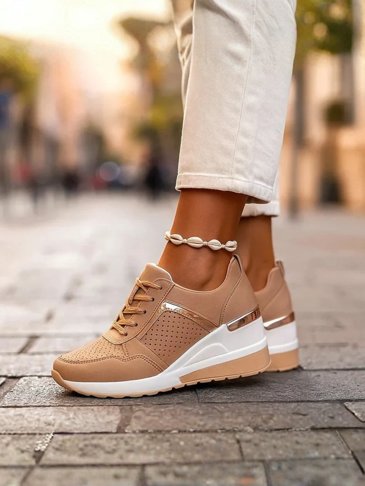 Women’s Comfortable Wedge Sneakers Leather Platform Daily Wear