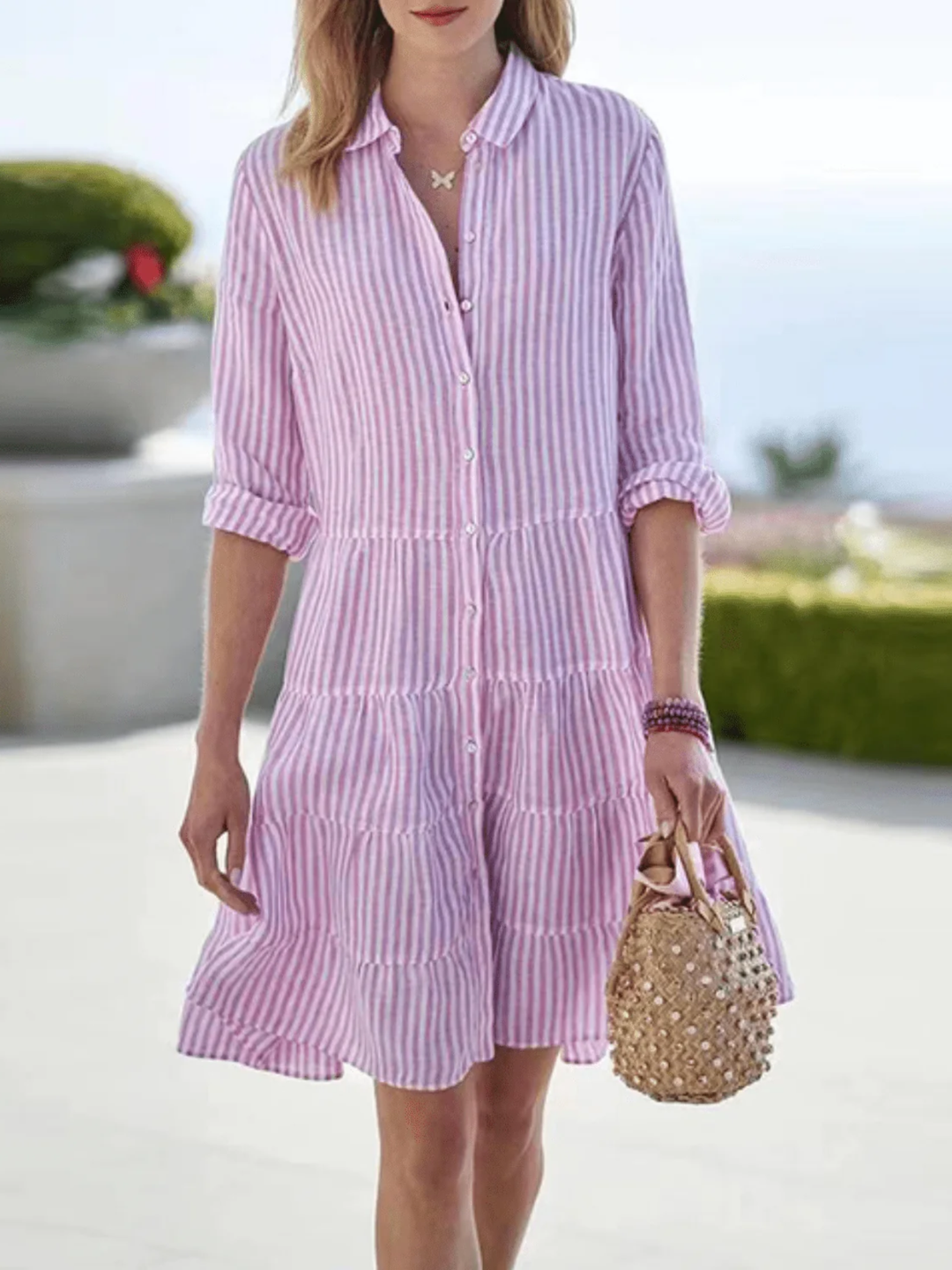 Women’s Lightweight Striped Summer Dress Casual Everyday Wear