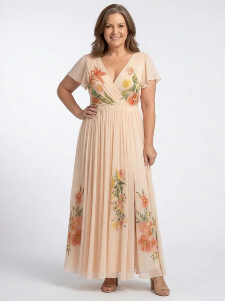 Women’s Casual Maxi Dress Comfortable Pleated Floral Daily Wear