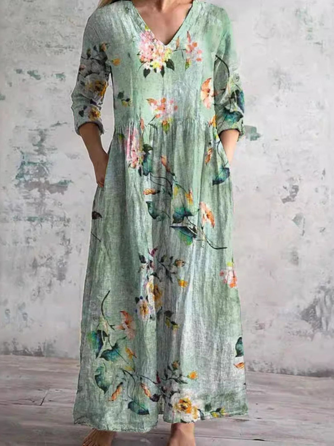 Dress Women’s Floral Summer V Neck Casual Midi Dress