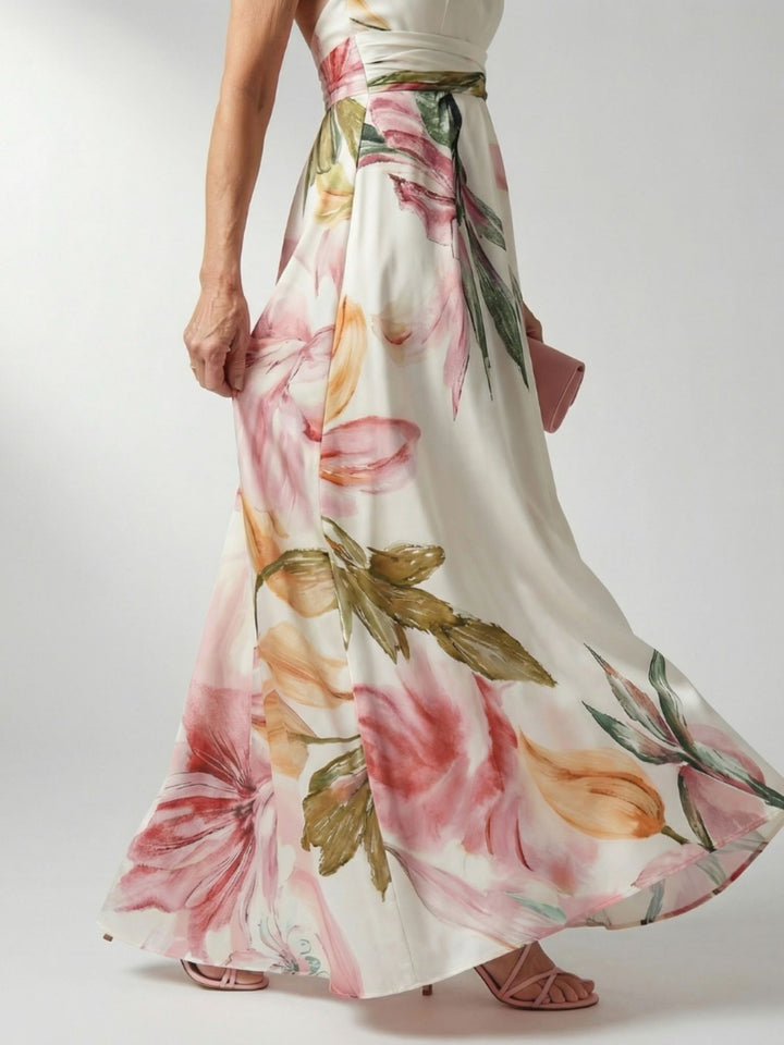 Floral Halter Dress Women Elegant Casual Day Outfit Style