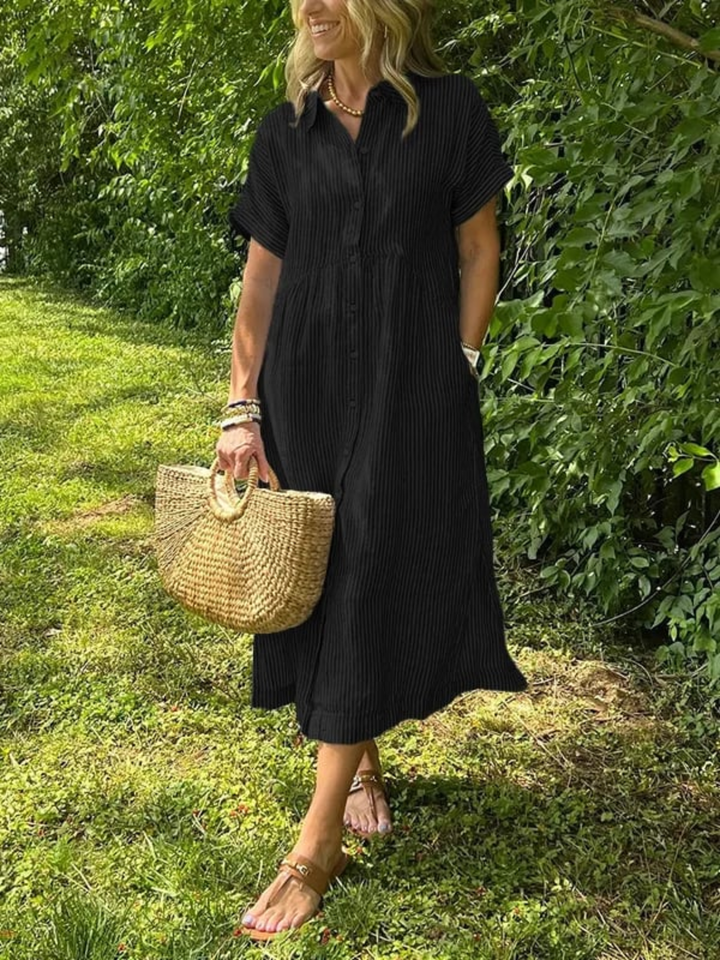 Women's Striped Shirt Dress for Work and Weekend Smart Casual Fit