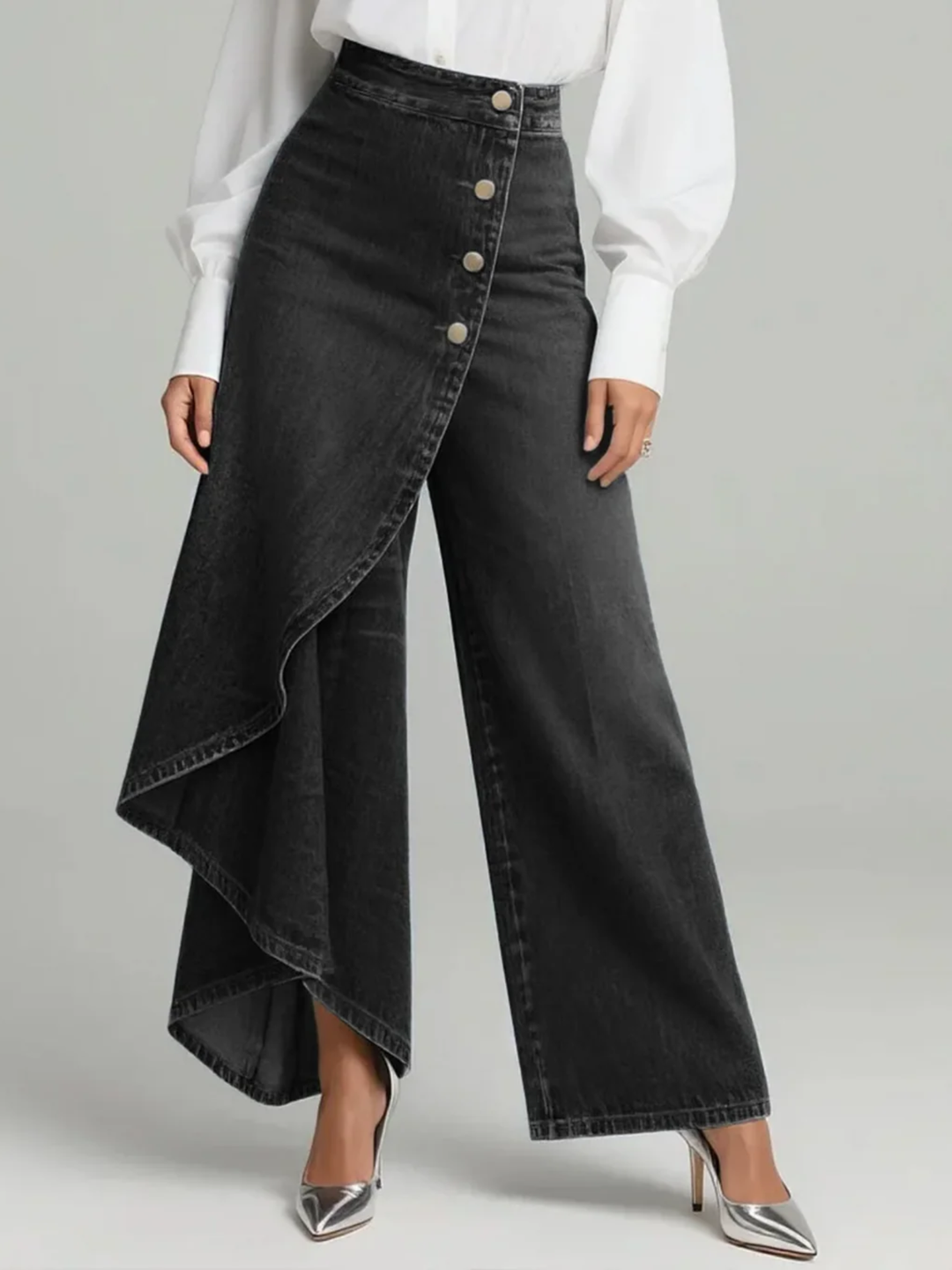 Slim Fit Denim Wrap Jeans for Women High Waist Everyday Wear