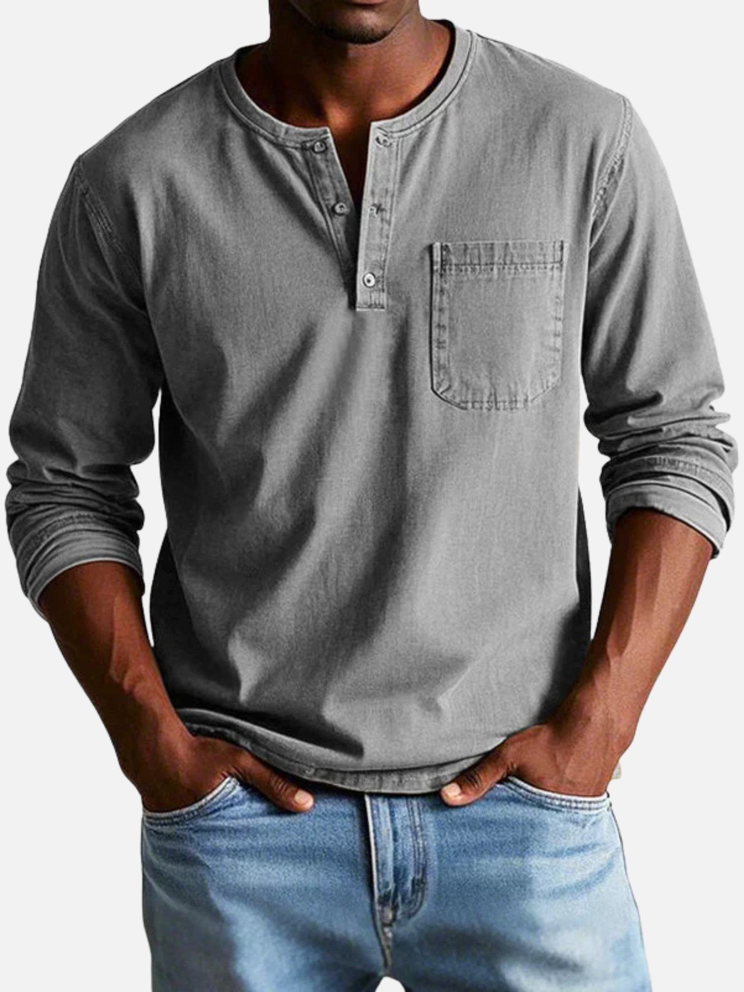 Men’s casual long sleeve Henley shirt for everyday comfort