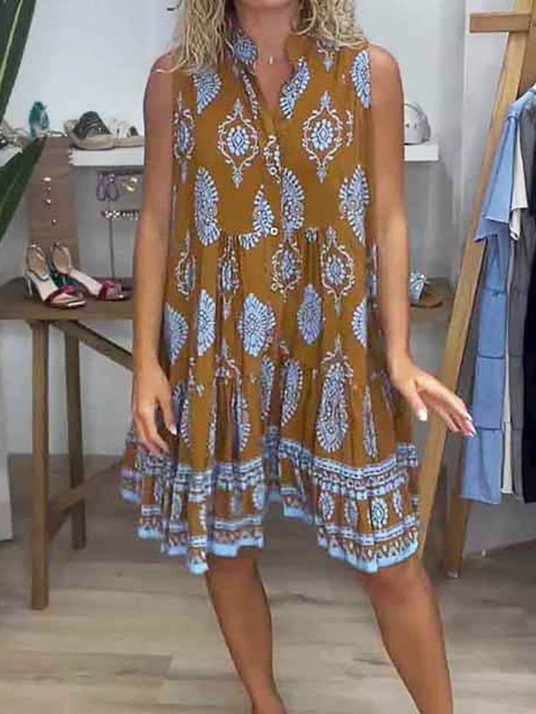 V-Neck Dress Breathable Summer Dress with Flattering Fit