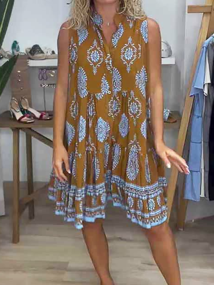 V-Neck Dress Breathable Summer Dress with Flattering Fit