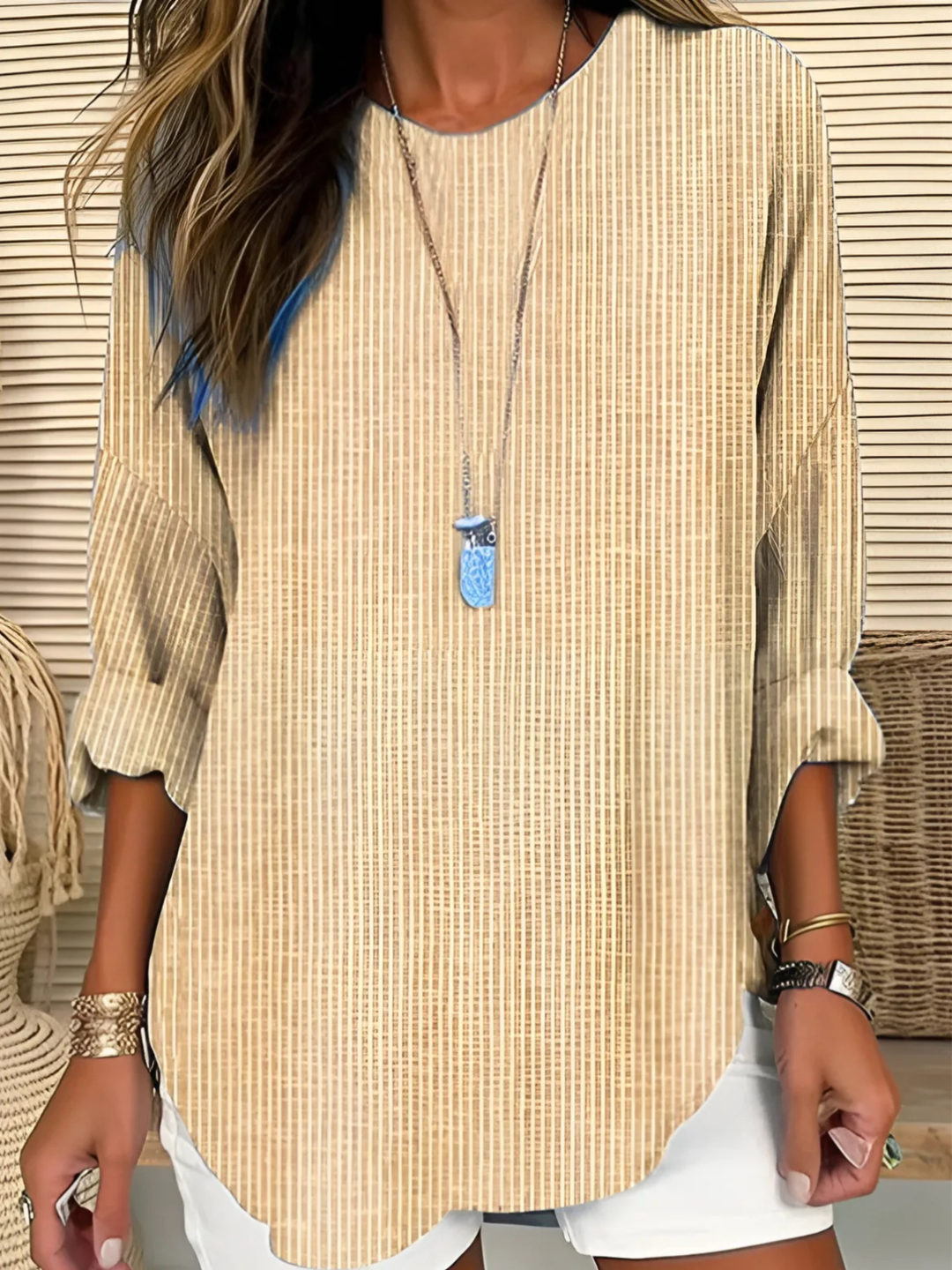 Blouse Breathable Oversized Stripe Shirt for Warm Weather