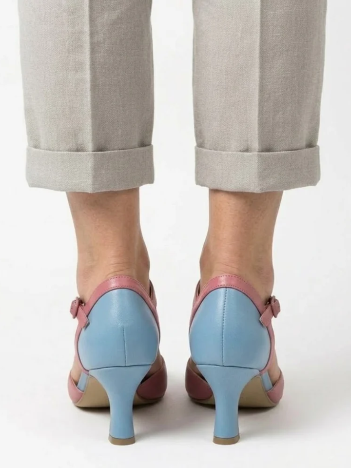 Women's ankle strap bow heels for wedding guest outfit