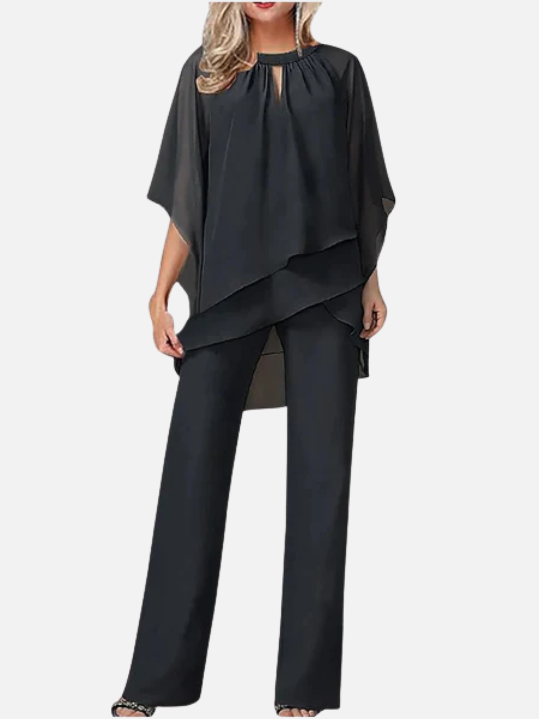 Women's chiffon pantsuit for wedding guest formal wear