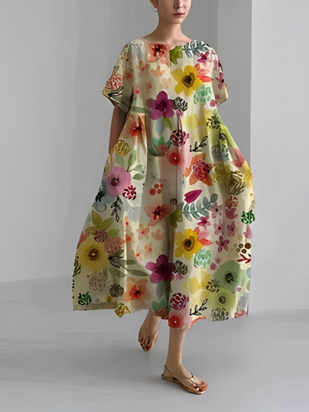 Women’s Floral Summer Dress Lightweight Casual Fit Midi