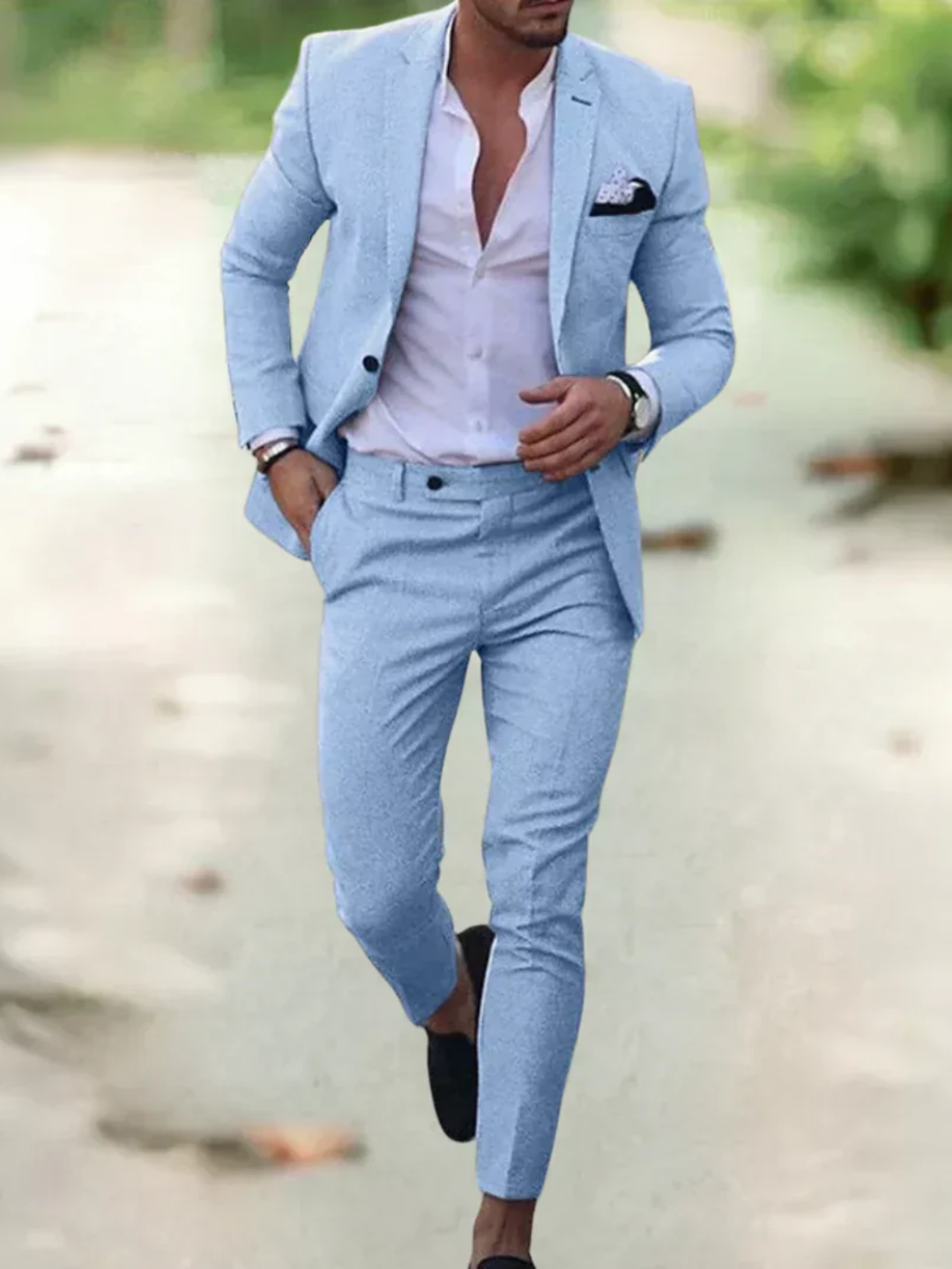 Men's summer suit lightweight breathable for weddings and events