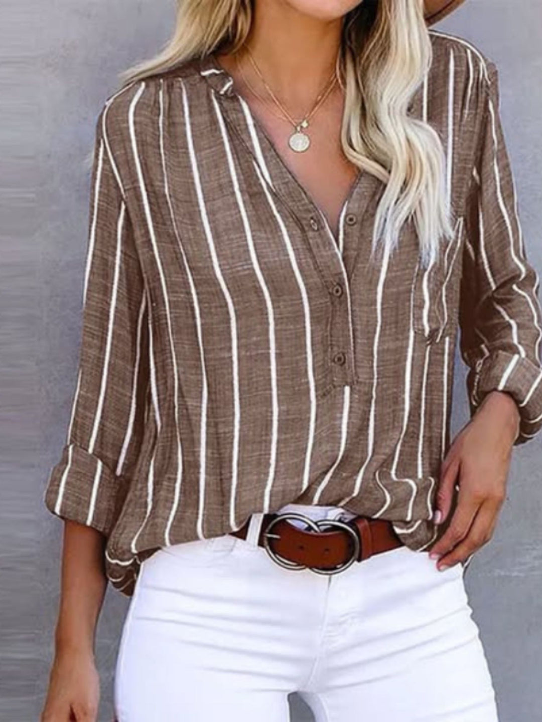 Blouse Women’s Striped Summer Shirt For Work Casual Wear