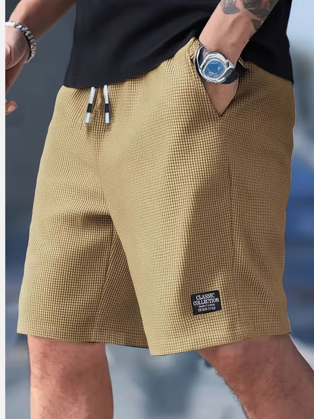 Men's Lightweight Drawstring Shorts with Pockets Beach Wear
