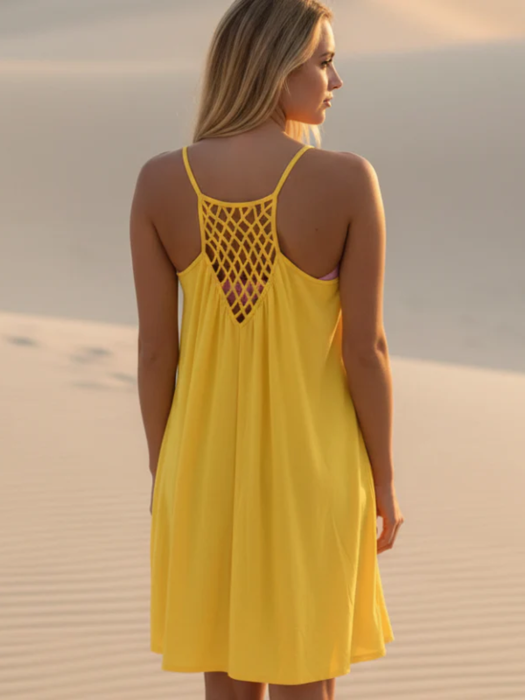 Women's Sheer Beach Cover Up Dress Spaghetti Strap Above Knee