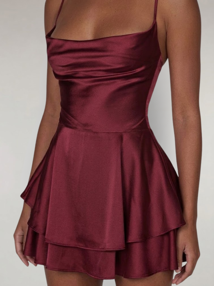 Women’s Elegant Halter Mini Dress Stretch Waist Party Dress