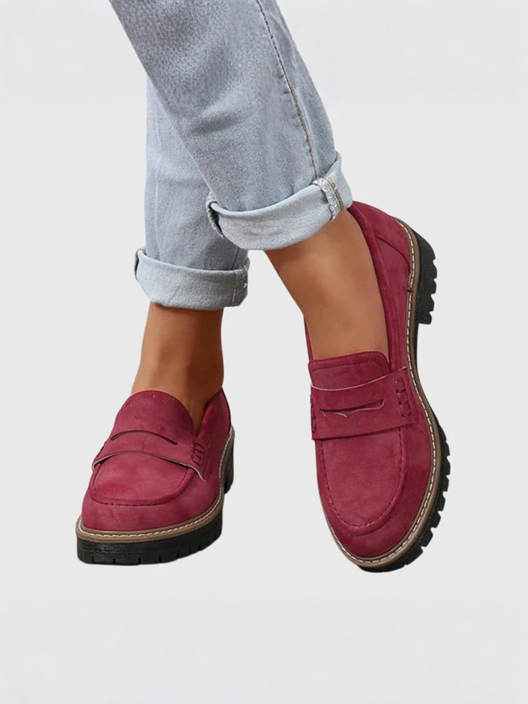 Women’s Comfortable Leather Loafers Slip-On Work Shoes