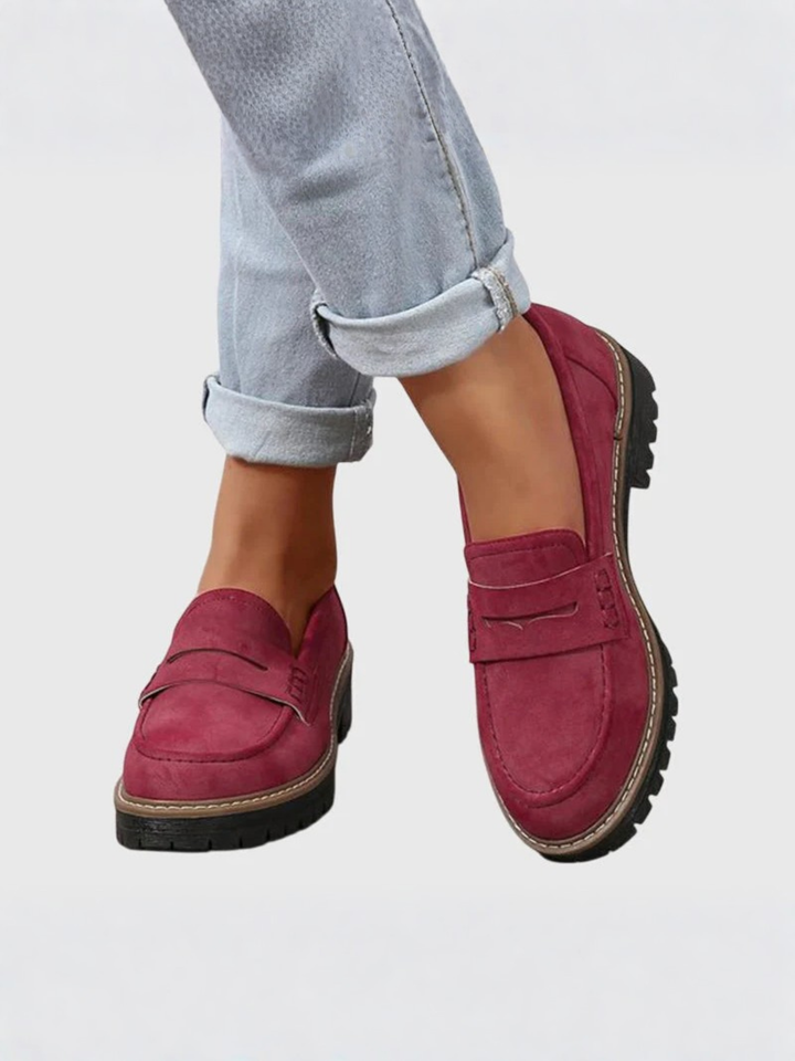 Women’s Comfortable Leather Loafers Slip-On Work Shoes