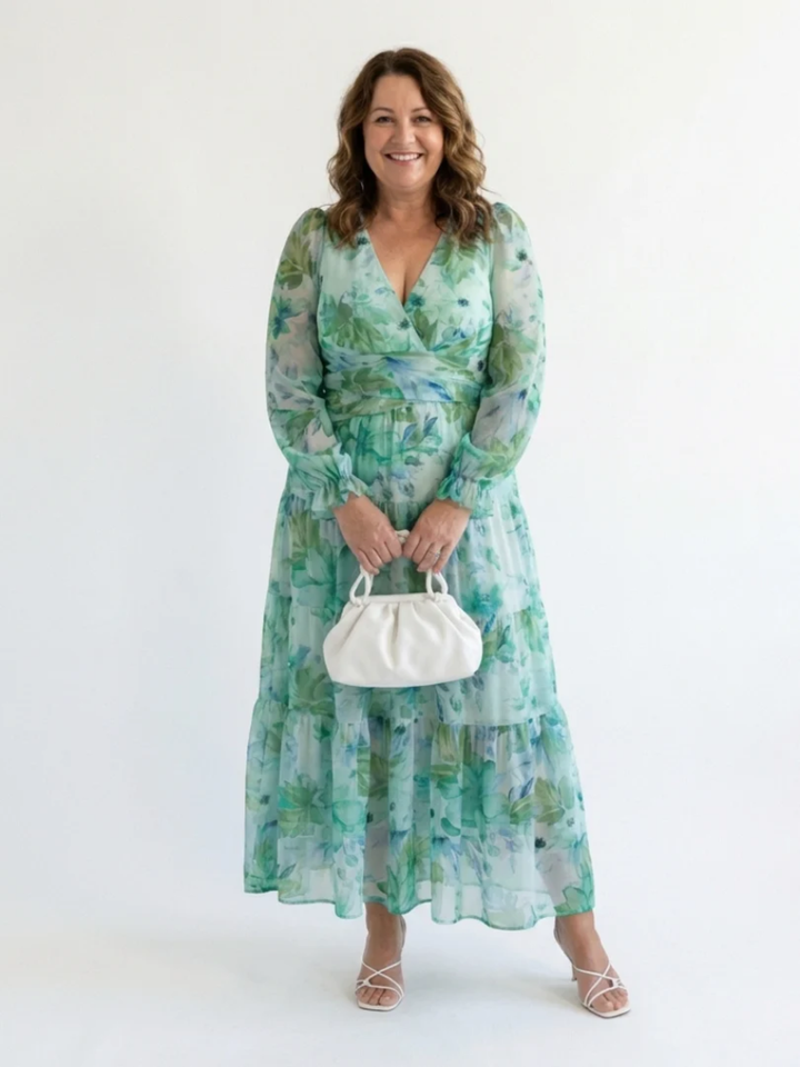 Women’s Long Sleeve Floral Maxi Dress Wedding Guest Outfit Maxi