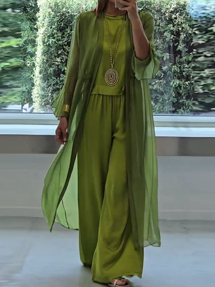 Women Three Piece Set Elegant Casual Outfit with Cardigan