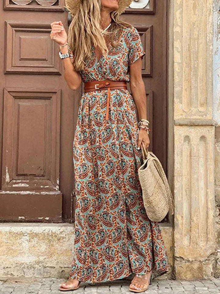 Women’s V-Neck Maxi Dress Relaxed Fit Everyday Wear Breathable Style